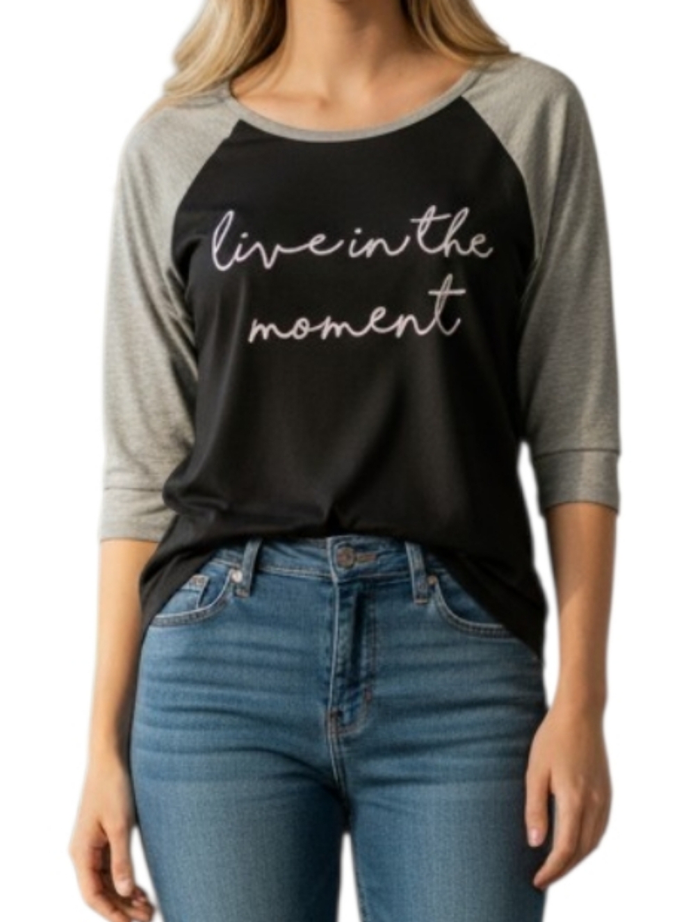 Live in the Moment Raglan Sleeve Baseball Tee